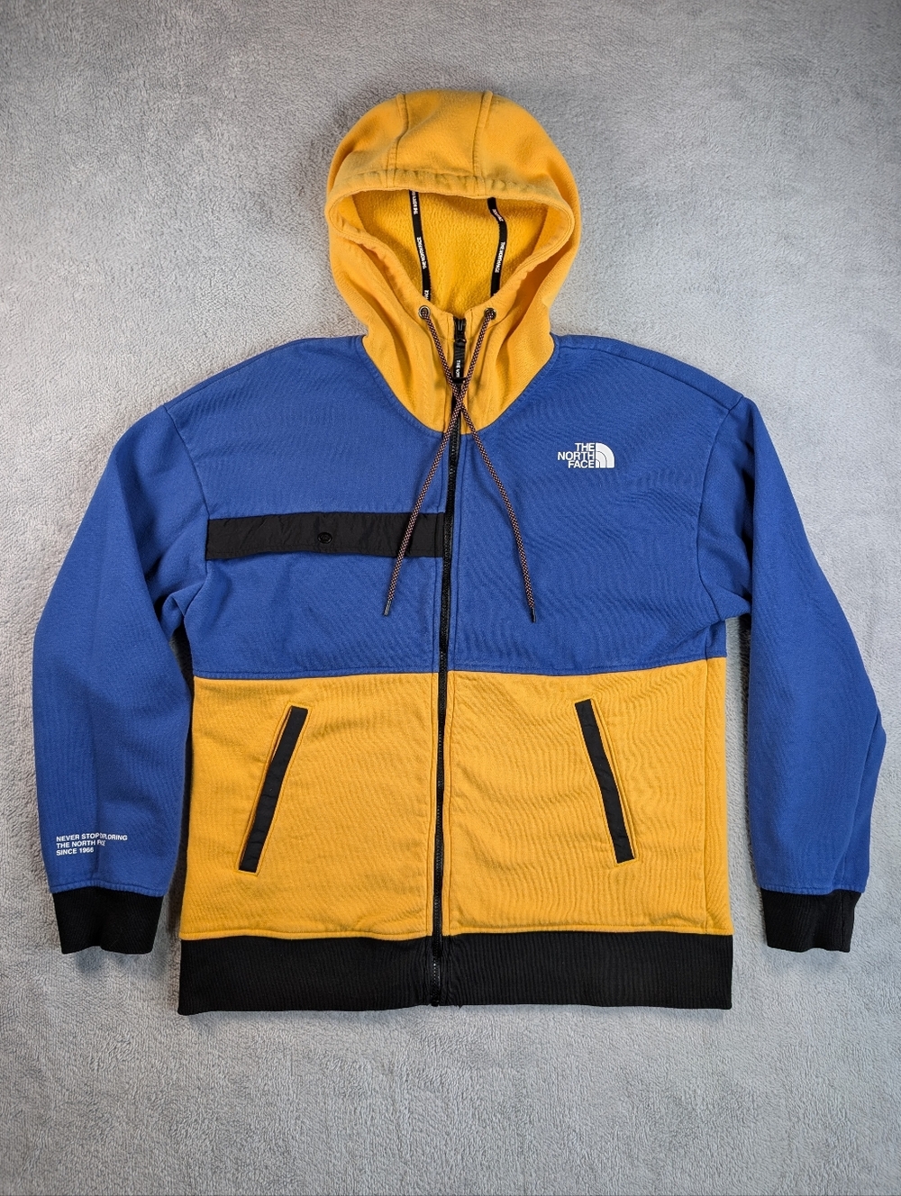 The North Face Full Zip Hoodie Mens M‎ Blue Yellow Colorblock Jacket - Picture 2 of 9